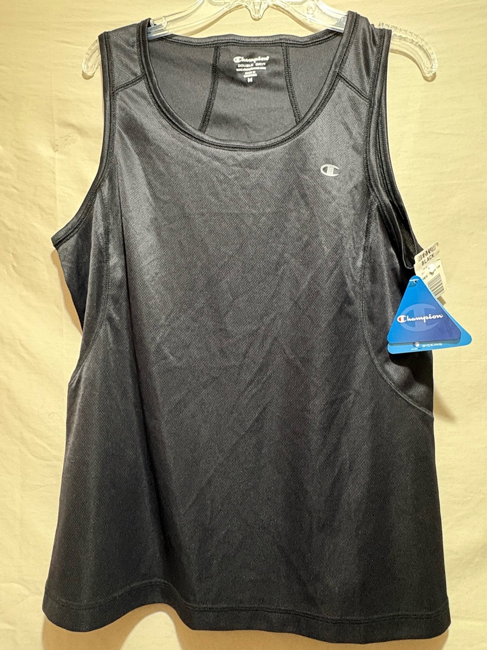 Champion Size M Black Athletic Tank Top with Small Logo
